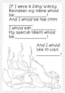 Worksheet to go with Santa's Zany Wacky Just Not Right Night Before Christmas available hardback, kindle or via Interactive Touchbooks app.