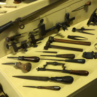 Files, saws, broaches, hammers, and measuring tools for making clocks