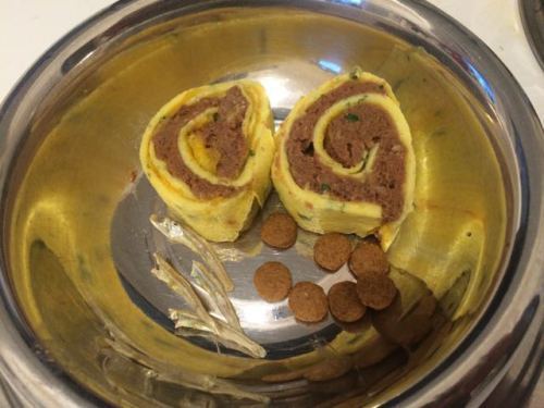 Akemi's dog food sushi (aka dog food omelet)