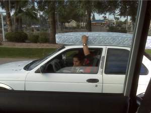 mattress goes for ride