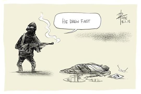 David Pope in response to terrorist attack on French cartoonist (and others) Charlie Hebdo
