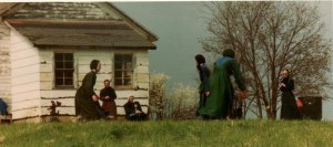 Wisconsin Amish children playing non-electric game at non-electrified school - photo by Linda Godfrey all rights reserved.