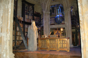 Dumbledore in his hall of knowledge. (Warner Brothers Studio, England)