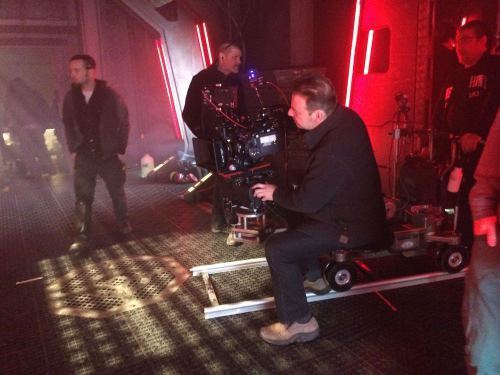 Director of Photography Craig Wright, rides the camera train.