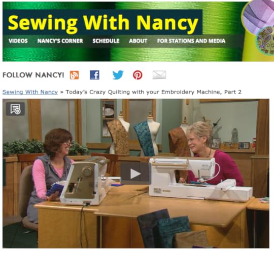 Today's Crazy Quilting with Your embroidery machine as seen on Sewing With Nancy Zieman Eileen with Roche