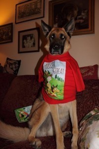 Fiona had to wait so long for book launch week that she outgrew her shirt!