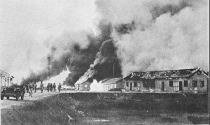 US troops burn Hengyang Airfield as they evacuate. (US Army Air Forces photo)