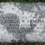 The marker for the grave of Company Sergeant Major George Mayer Symons