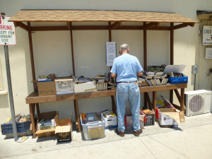 A patron browses the offerings on the 