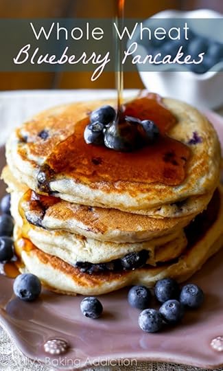 Whole Wheat Blueberry Pancakes on sallysbakingaddiction.com Fluffy, bursting with blueberries, healthy, and so good!