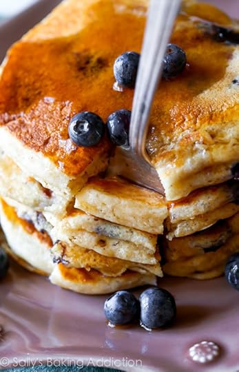 Whole Wheat Blueberry Pancakes on sallysbakingaddiction.com Fluffy, bursting with blueberries, healthy, and so good!