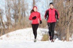 couple jog in winter