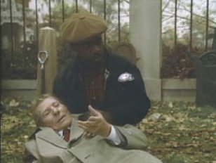 Danny Kaye (left) in one of his last roles in The Twilight Zone episode, Paladin of the Lost Hour.