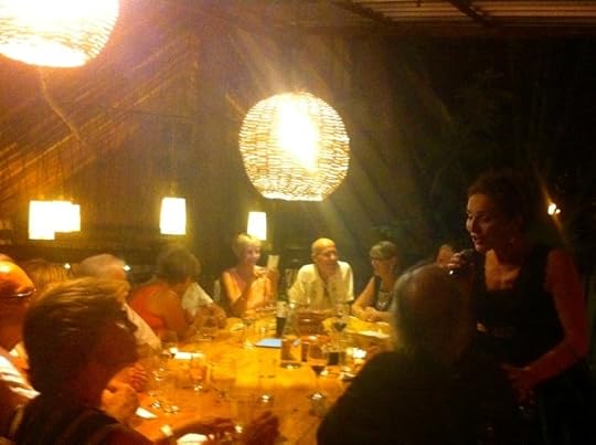 Paula singing to her French speaking guests.