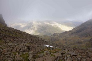 View near top Scafell snow
