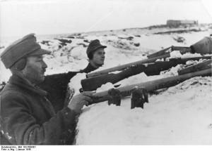 German Volkssturm troops at Königsberg, Germany, Jan 1945. (German Federal Archive, Bild 183-R98401)