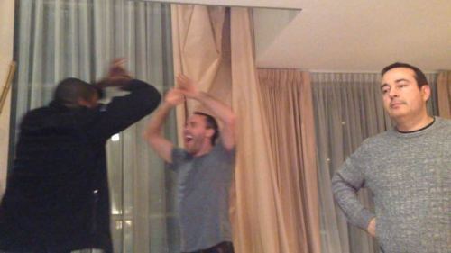 Roger and Lawren celebrate the Seahawks' winning TD. I am not amused.