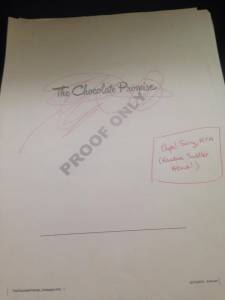 The final proofed pages of my latest novel, on their way back to my publisher, complete with Random Toddler Attack