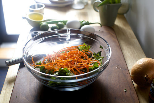 assembling the salad