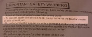 toaster warning