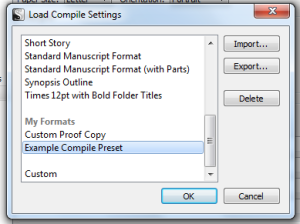 Choose Compile Preset