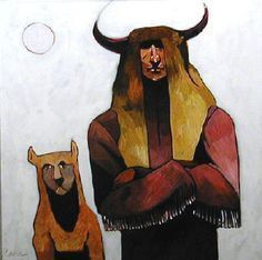 Buffalo Man and Dog