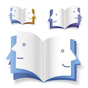 Book with shape of pages as a human face
