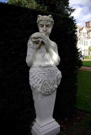 Statuary at the entry of the rose garden
