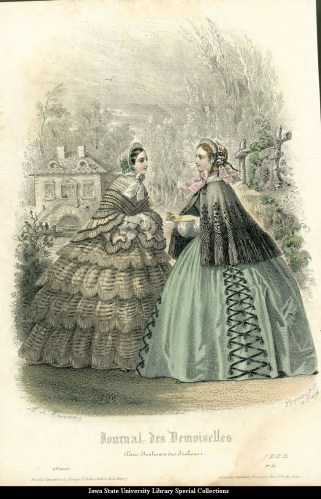 Walking dresses, 1855 France, Journal des Demoiselles