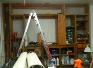 Shelves in progress.