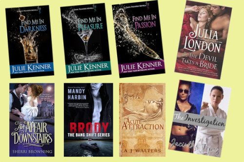 Hump Day books from Julie Kenner, Julia London, Sherri Browning, Mandy Harbin, A J Walters, and Jacintha Topaz!