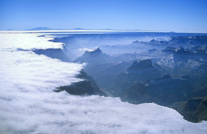 Fog in the Grand Canyon.