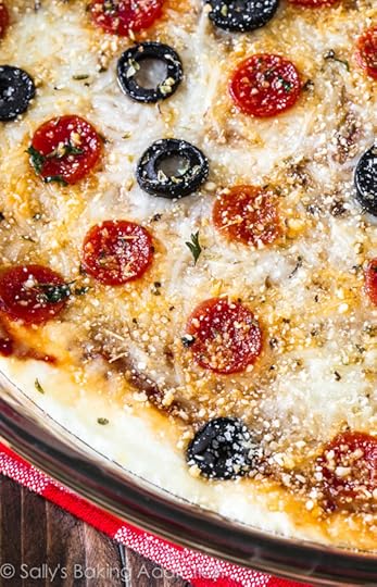 Quick & easy Lightened-Up Pepperoni Pizza Dip using Greek yogurt-- this is my favorite pizza dip recipe! sallysbakingaddiction.com