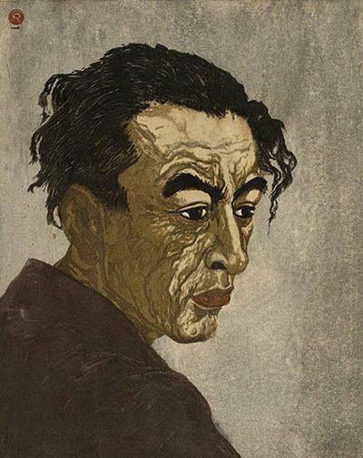 Portait of Sakuturo Hagiwara 1943 by Onchi Koshiro