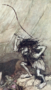 Detail from 1910 illustration by Arthur Rackham (public domain, via Wikimedia Commons)