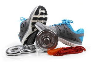 fitness equipment isolated on white background