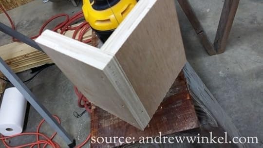 The template is simply two pieces of scrap plywood attached together.