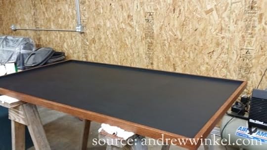 Chalkboard paint has a flat finish which covers well, but it also shows every single scuff, scratch, or mark.