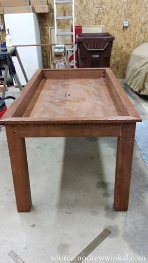 Recessed game surface of completed table: Angle #1