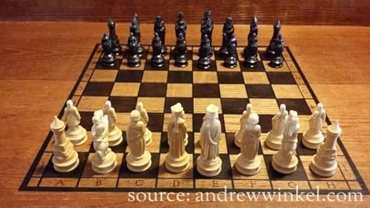 Finished chess board after lettering, numbering, outside border, and polyurethane
