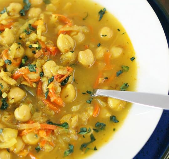 Chickpea Celeriac Spiralized "Noodle" Soup from HealthySlowCooking.com