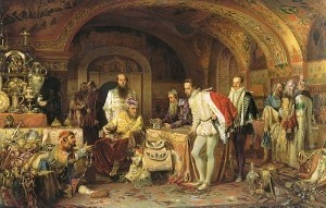 Tsar Ivan receiving ambassadors from Europe