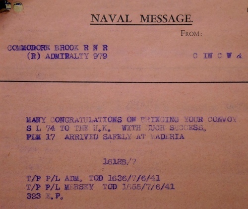 Convoy SL-74, UK National Archives, ADM 237/1187).