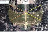 From the vantage point of the Taj Mahal's central spring, there are alignments between the pathways during the solstice.