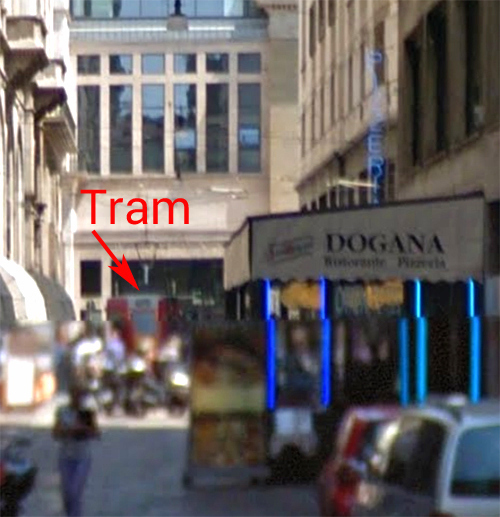 close up streetview w tram