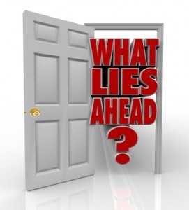 What Lies Ahead Open Door Words Future Opportunity