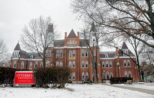 [Otterbein University’s iconic Towers Hall. My room this winter is on the ground floor, just right of center.]