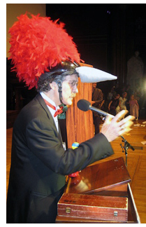 Dr. Schwab at the 2006 Ig Nobel Prize ceremony. Photo: Kees Moeliker.