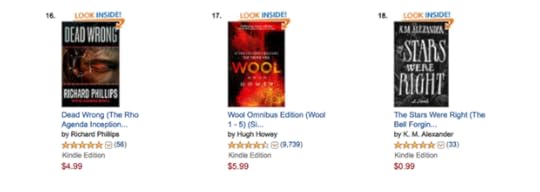 The Stars Were Right hanging next to Hugh Howey's Wool