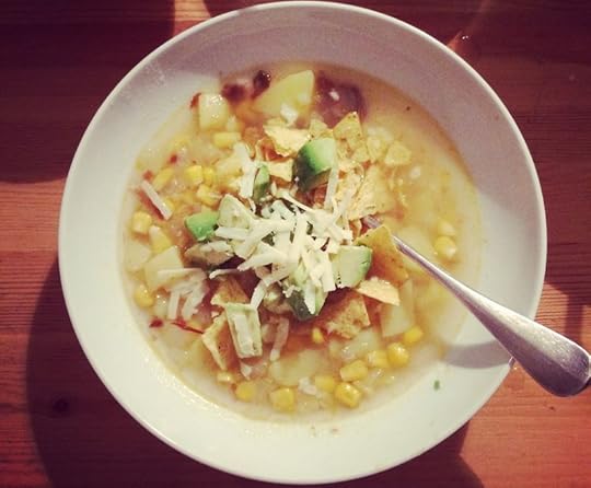 Potato, chile and corn soup